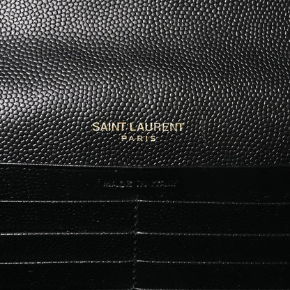 Saint Laurent Grain De Poudre Matelasse Chevron Monogram Chain Wallet Black 7 of 10