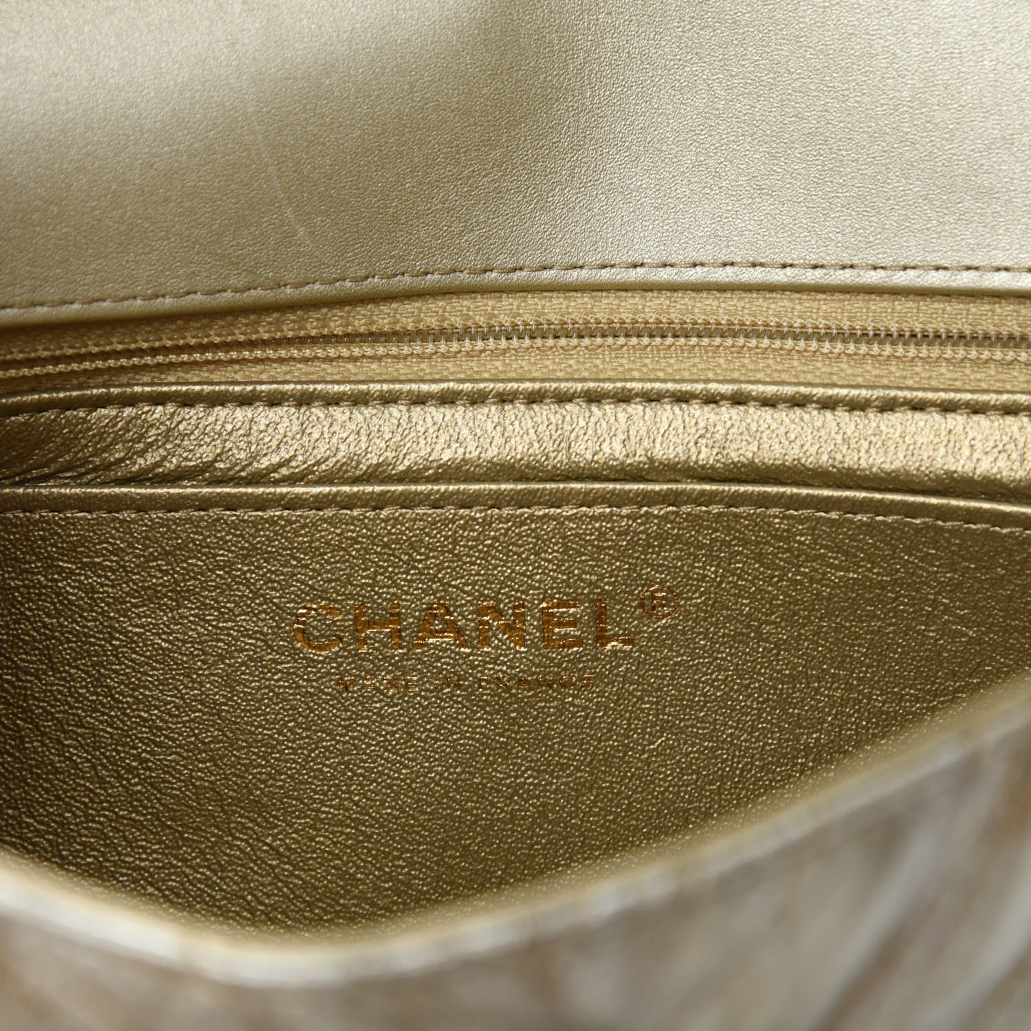Chanel Patent Metallic Crumpled Calfskin Chevron Quilted Mini Rectangular Flap Gold 10 of 13