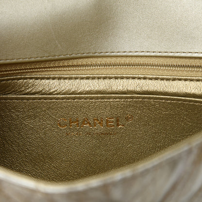 Chanel Patent Metallic Crumpled Calfskin Chevron Quilted Mini Rectangular Flap Gold 10 of 13