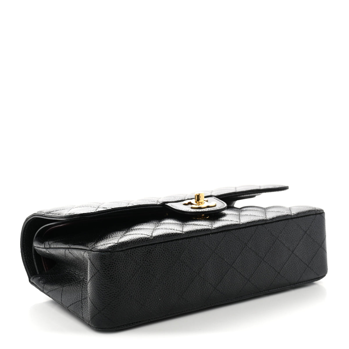 Caviar Quilted Medium Double Flap Black