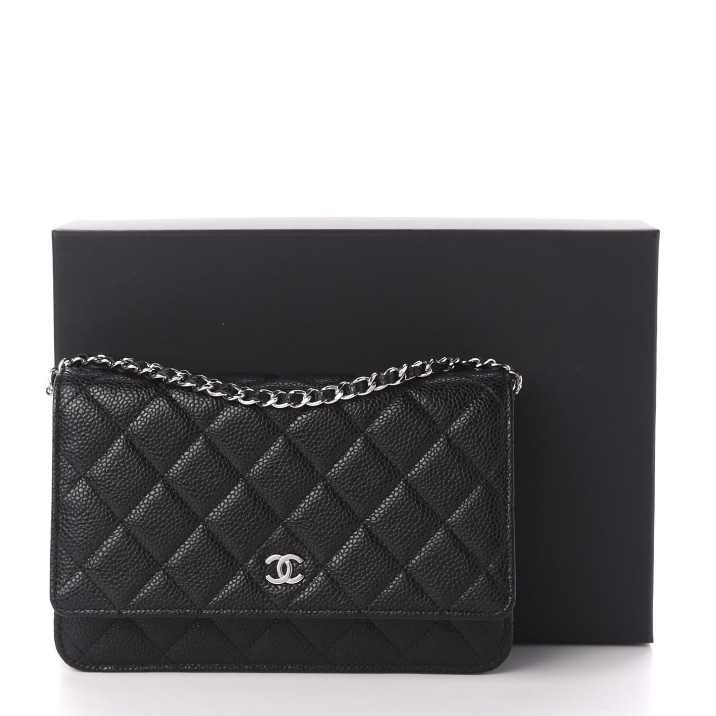 Caviar Quilted Wallet On Chain WOC Black