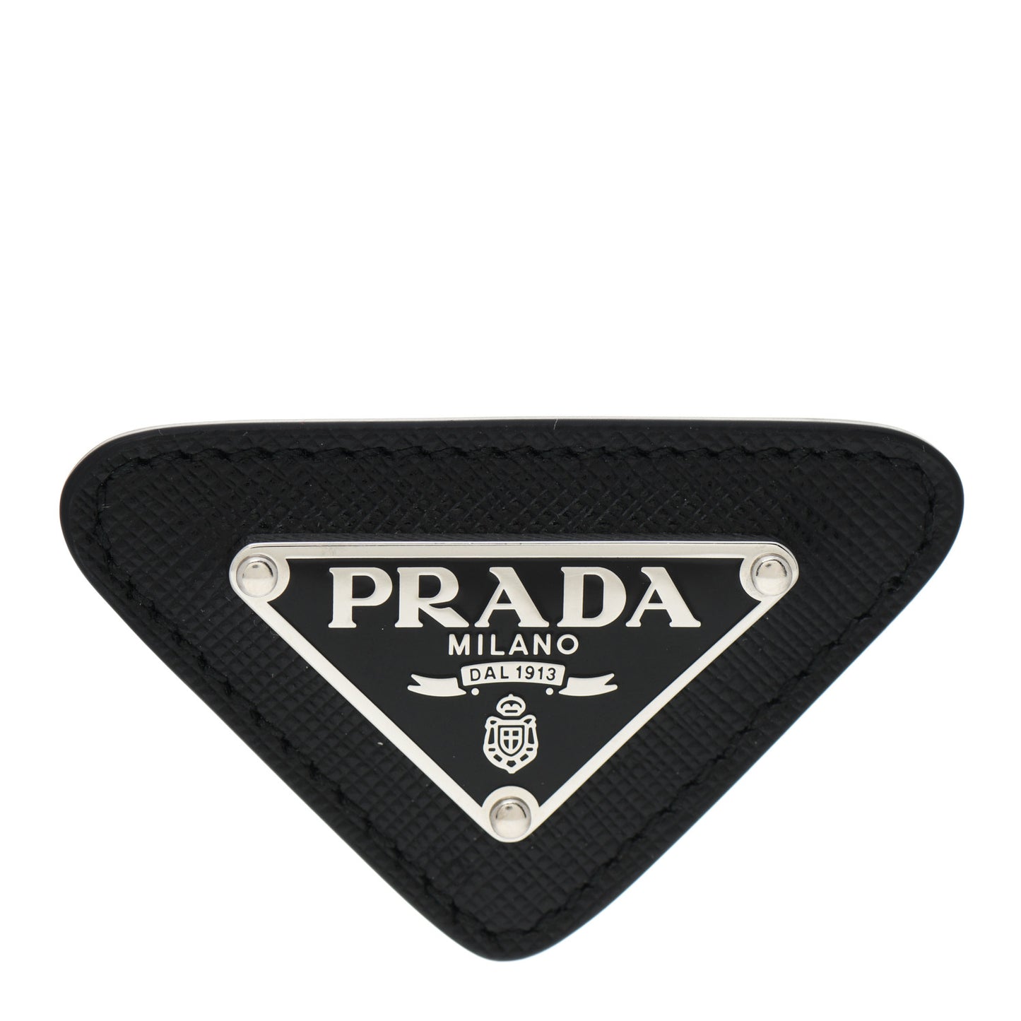 Saffiano Enamel Logo Triangle Pin Black