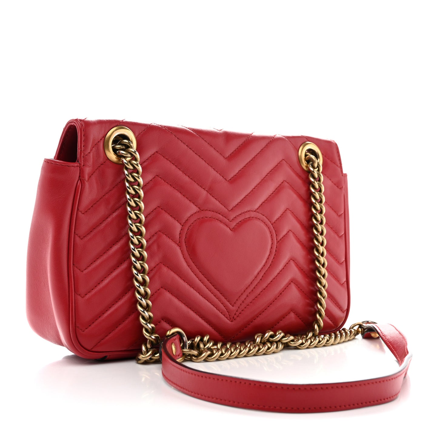 Calfskin Matelasse Small GG Marmont Shoulder Bag Hibiscus Red
