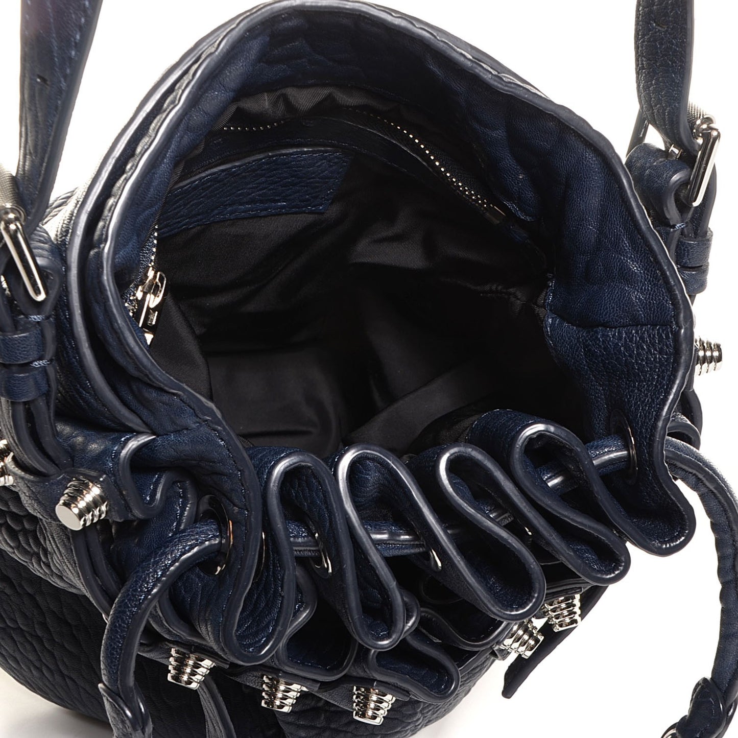 Pebbled Lambskin Diego Bucket Bag Neptune
