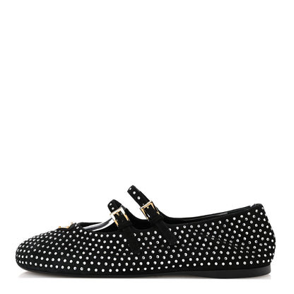 Prada Suede Crystal Ballerina Flats 39 Black 1 of 9