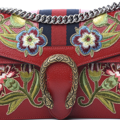 Gucci Calfskin Web Floral Embroidered Small Dionysus Shoulder Bag Hibiscus Red 9 of 9