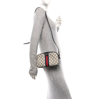 Gucci GG Supreme Monogram Textured Dollar Calfskin Web Small Ophidia Camera Bag Beige Blue 2 of 10