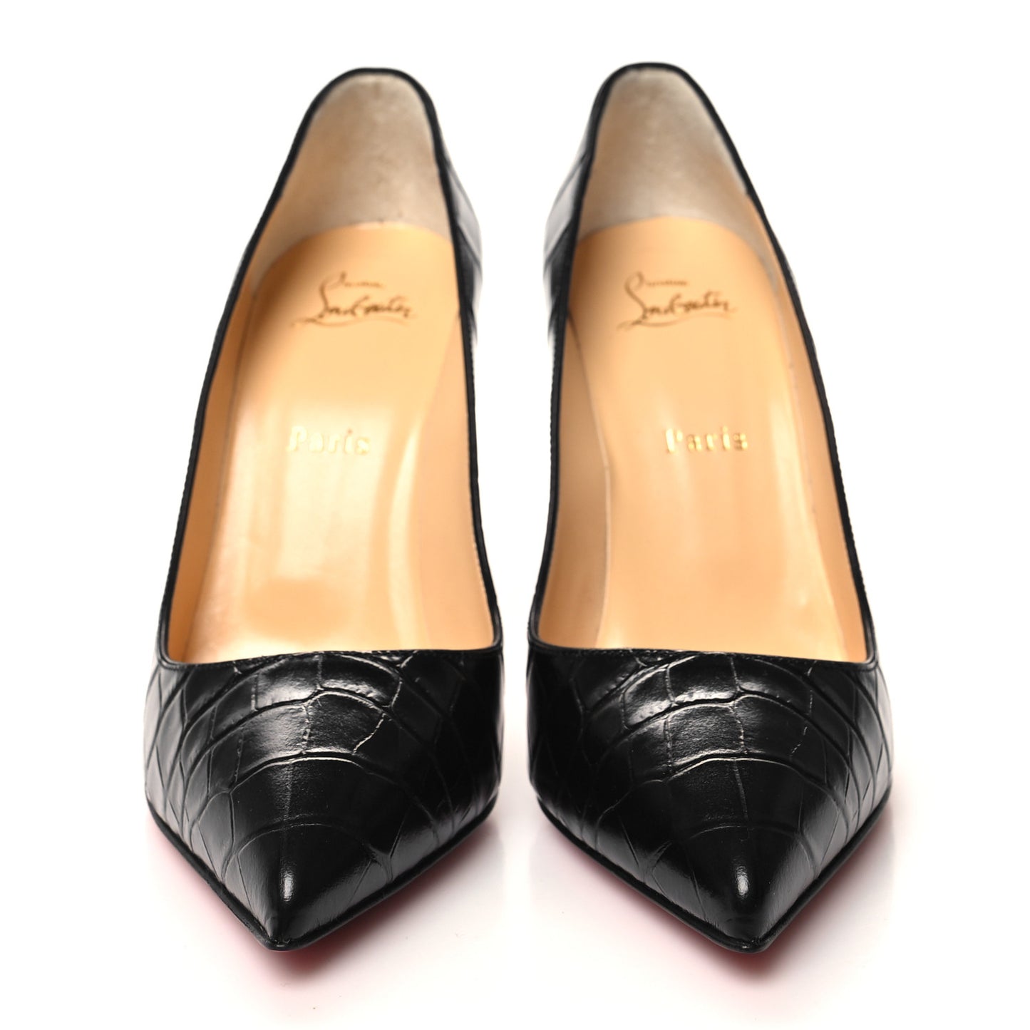 Calfskin Crocodile Embossed Pigalle Follies 100 Pumps 39 Black