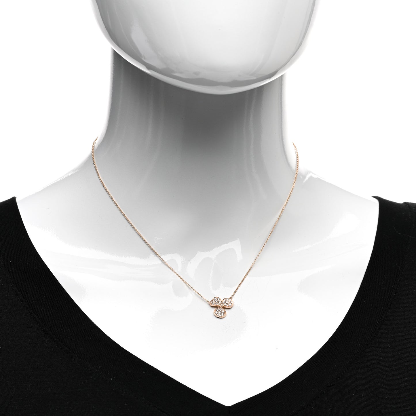 18K Rose Gold Diamond Paper Flowers Pave Pendant Necklace