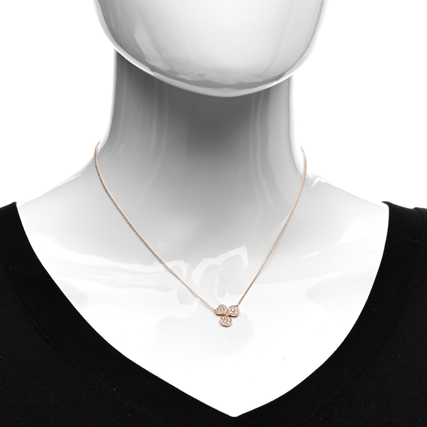 Tiffany 18K Rose Gold Diamond Paper Flowers Pave Pendant Necklace 2 of 4