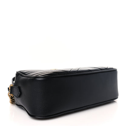 Gucci Calfskin Matelasse Small GG Marmont Chain Shoulder Bag Black 4 of 9
