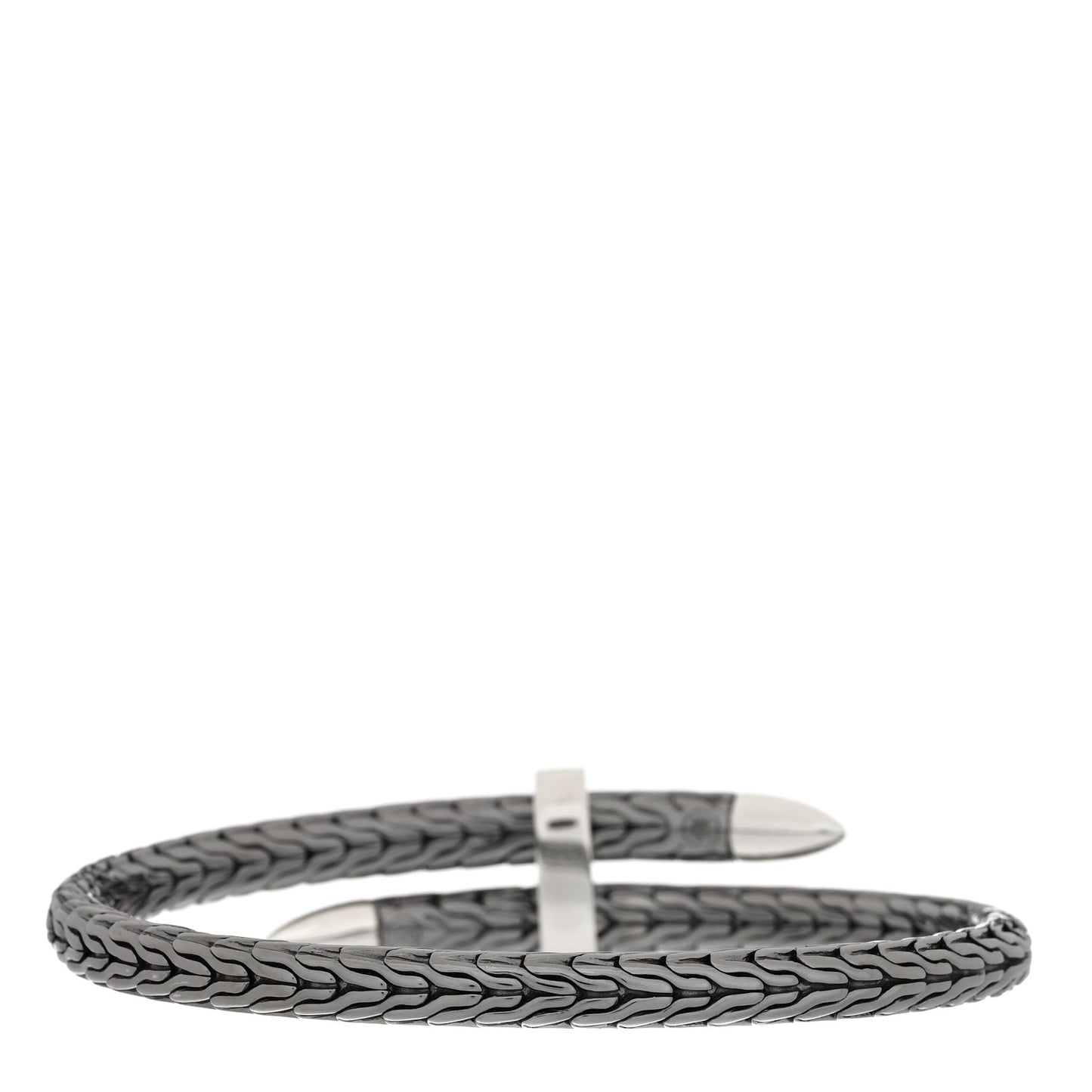 Sterling Silver Black Rhodium Diamond Classic Chain Spear Flex Cuff Bracelet