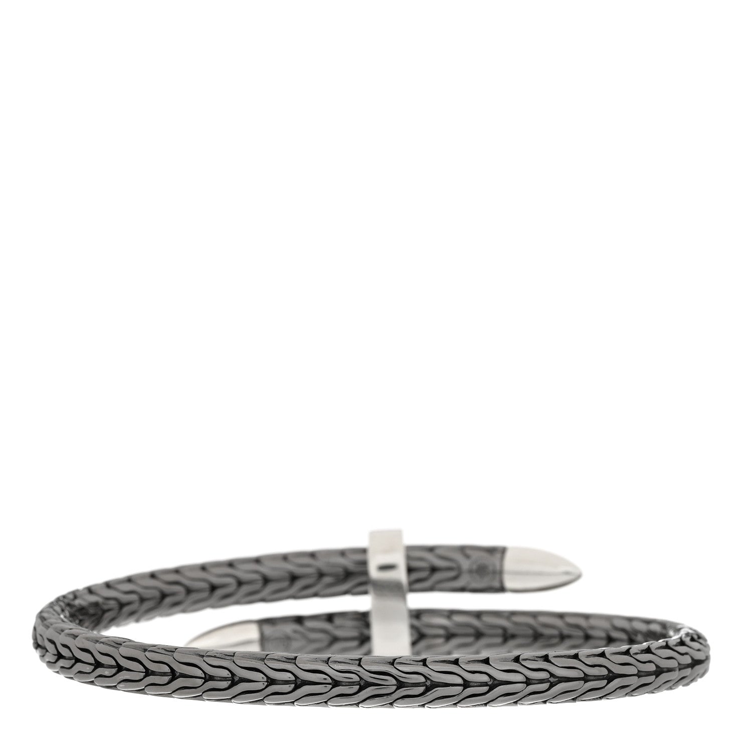 John Hardy Sterling Silver Black Rhodium Diamond Classic Chain Spear Flex Cuff Bracelet 2 of 4