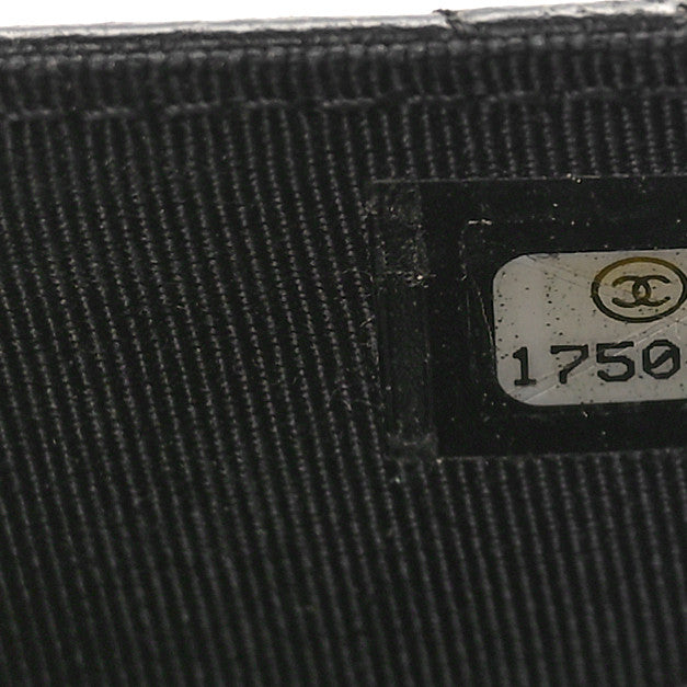 Lambskin Quilted Flap Card Holder Wallet Black