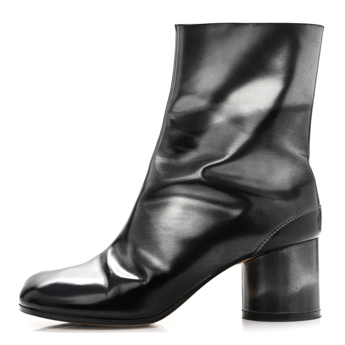 Metallic Calfskin Tabi 60mm Ankle Boots 36 Black Silver