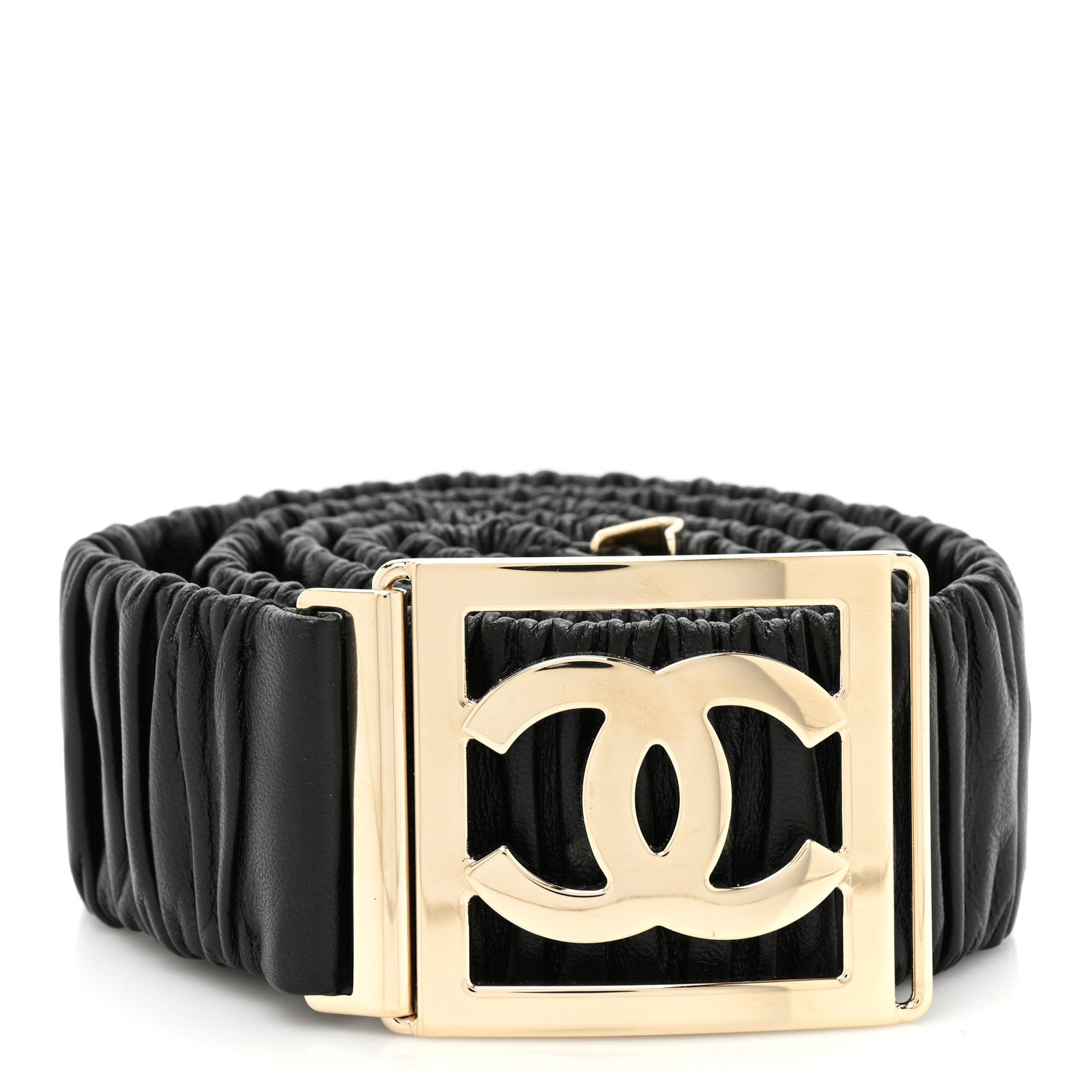 Chanel Lambskin Ruched CC Belt 95 38 Black 1 of 4