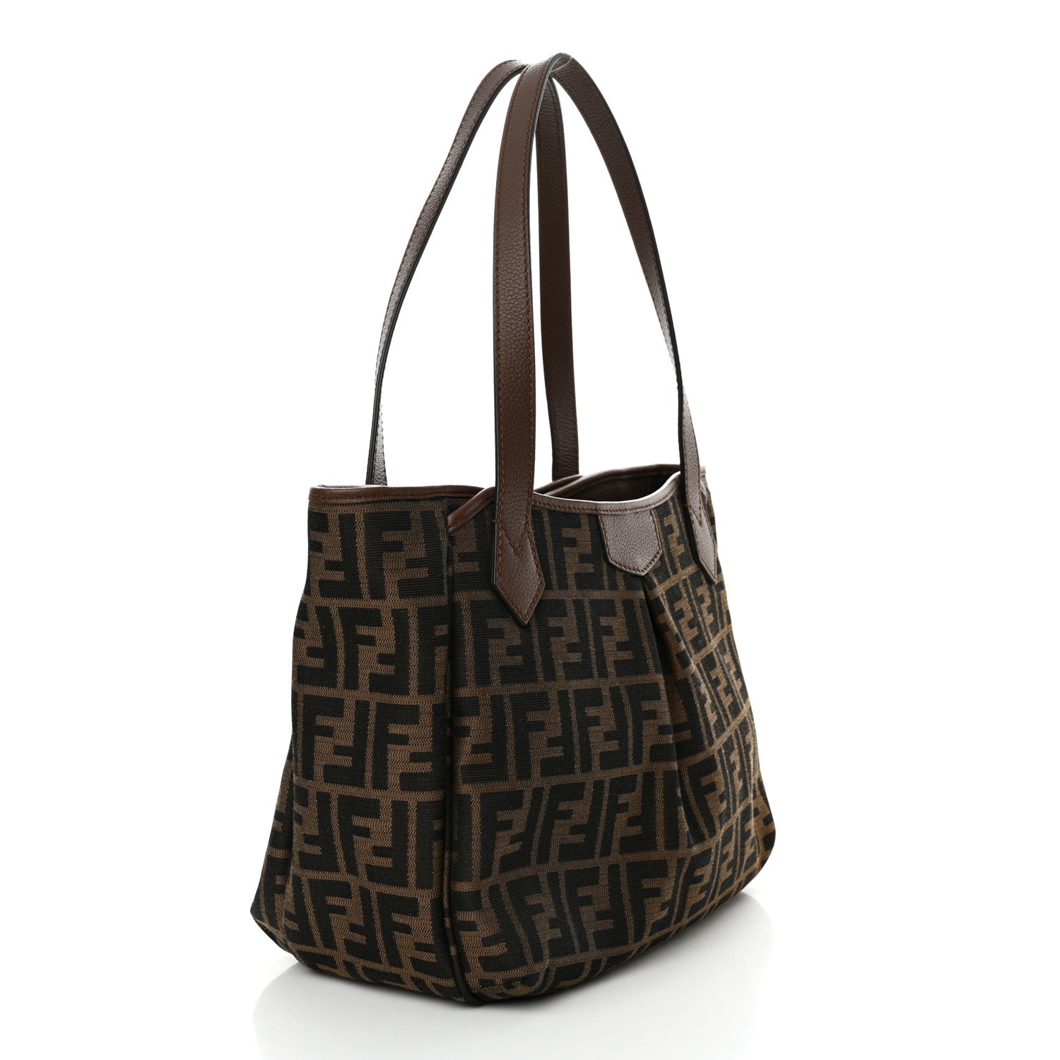 Fendi Zucca Vitello Artic Medium Shopping Tote Tobacco Castagna 3 of 10
