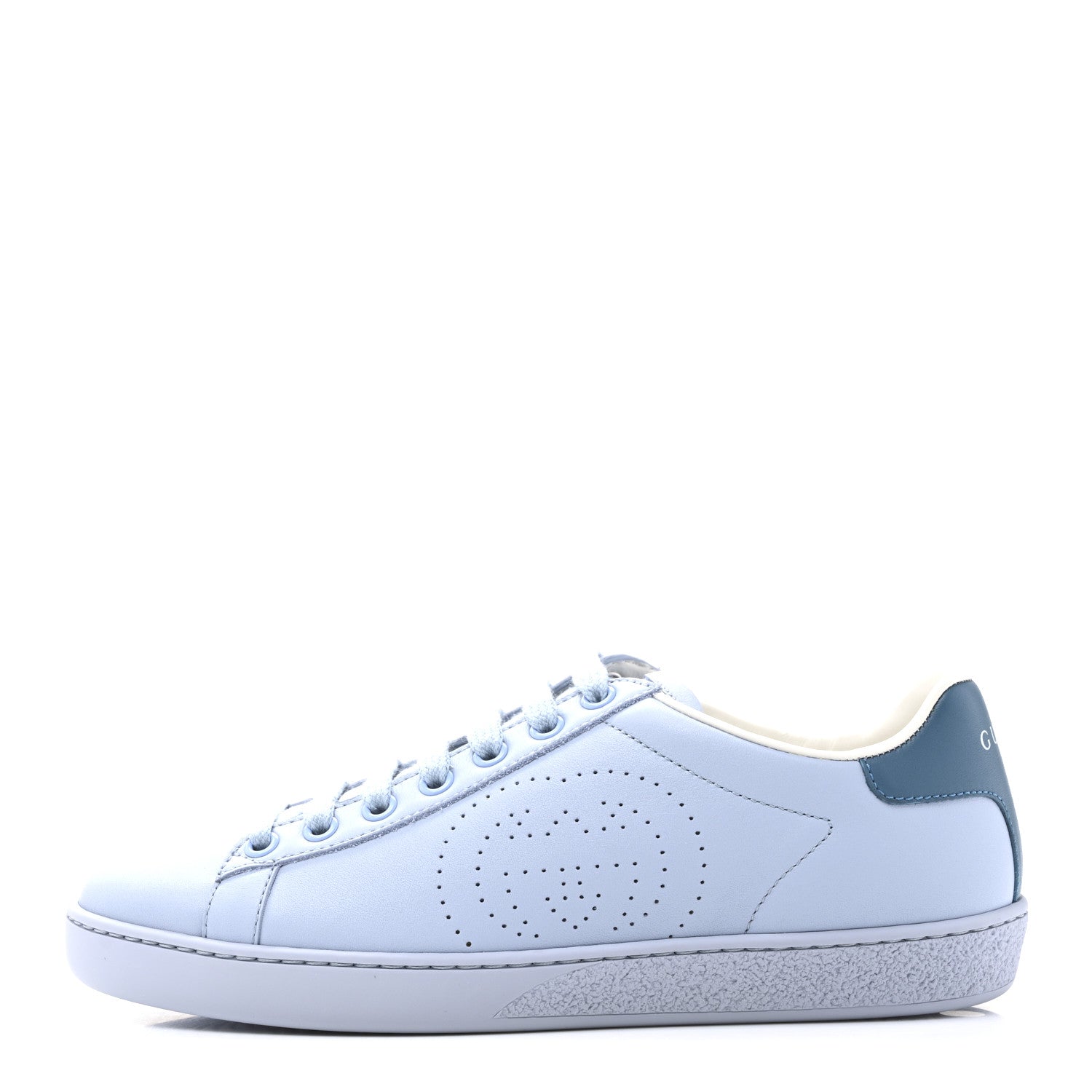 Gucci Calfskin Interlocking G Perforated Womens Ace Sneakers 35.5 Porcelain Light Blue Zaffiro 1 of 10