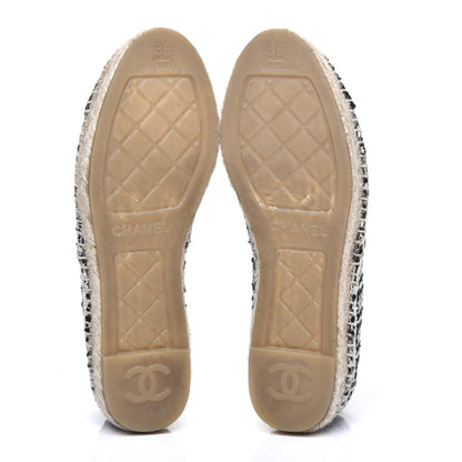 Chanel Tweed CC Espadrilles 36 Black White 6 of 10