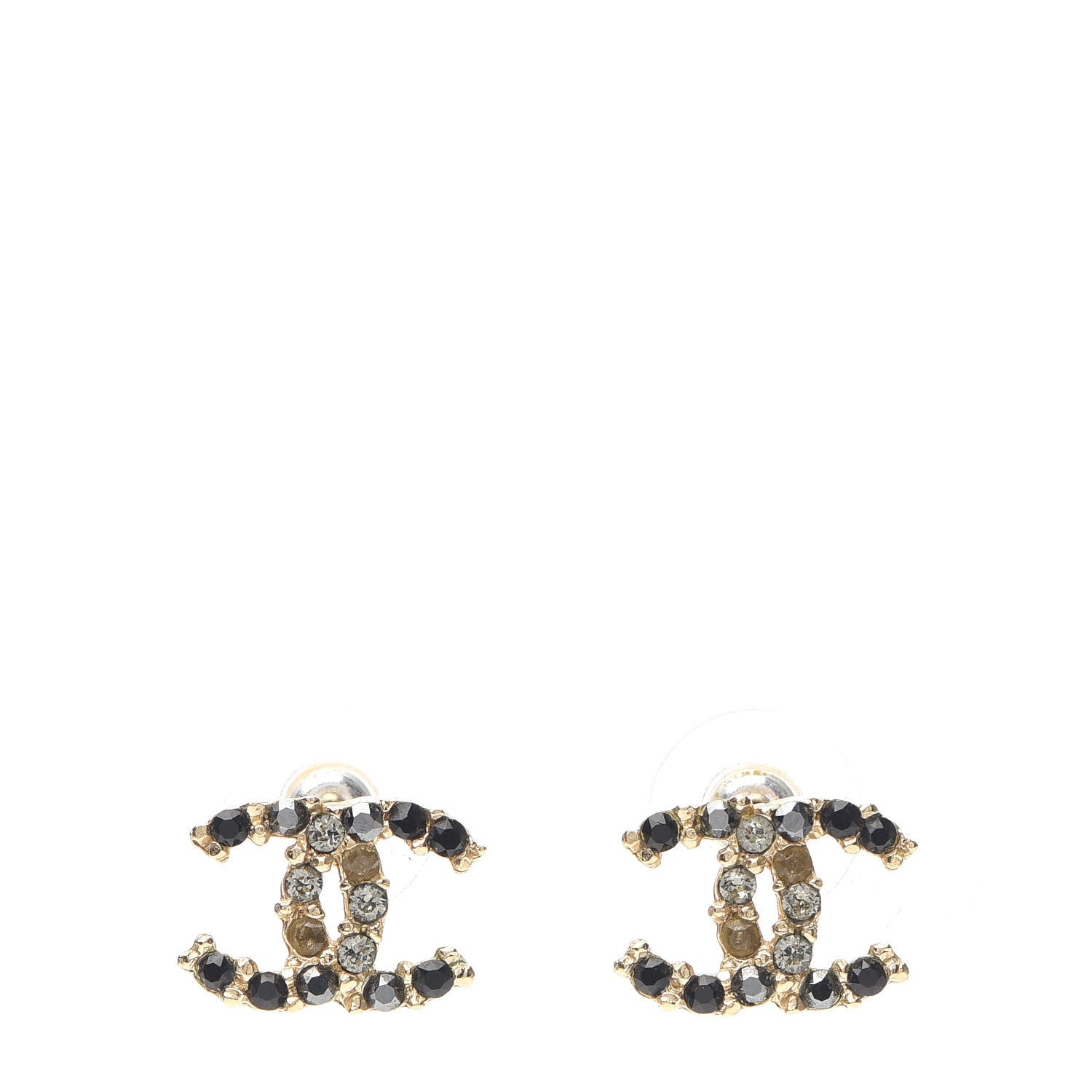 Chanel Crystal CC Earrings Gold Black Multi 1 of 5