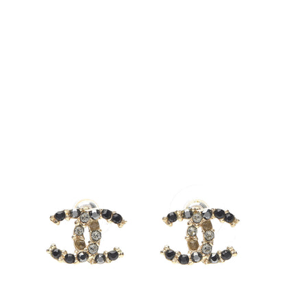 Chanel Crystal CC Earrings Gold Black Multi 1 of 5
