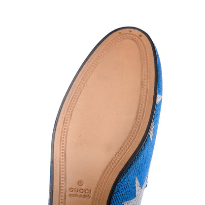 Gucci Lurex Calfskin Starry Sky Womens Jordaan Loafers 39 Bluette Silver 12 of 16