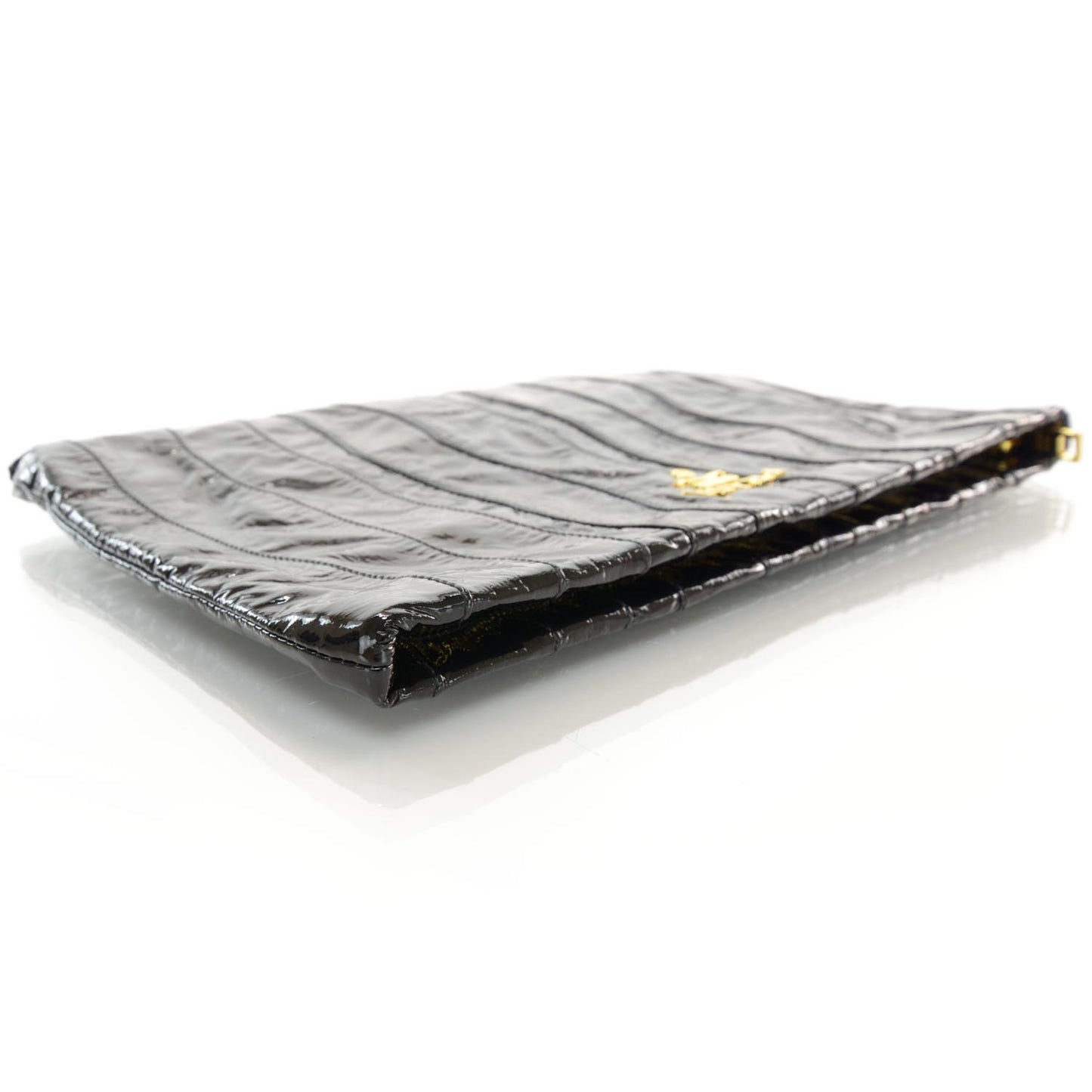 Vernice Stripes Clutch Black