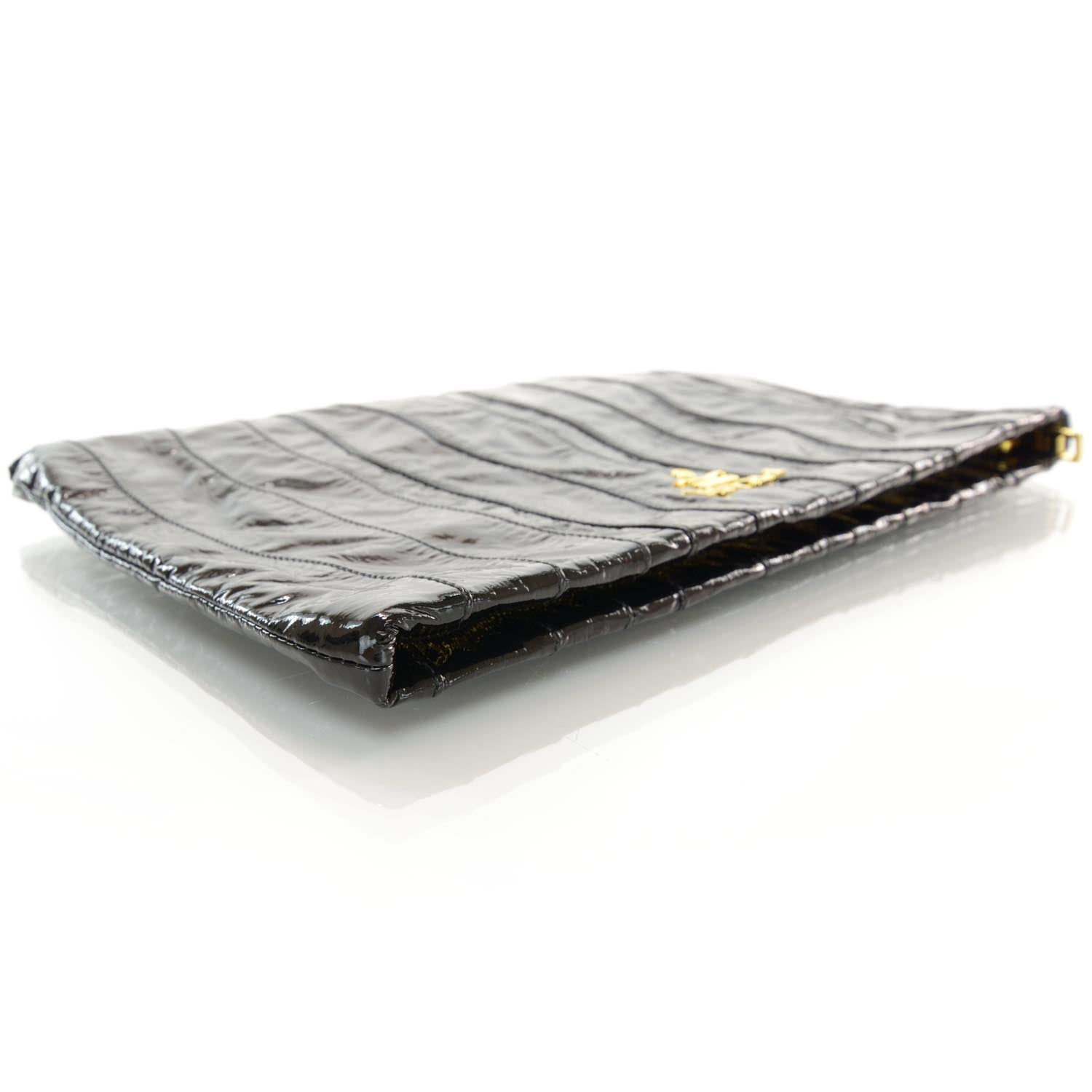 Prada Vernice Stripes Clutch Black 4 of 7