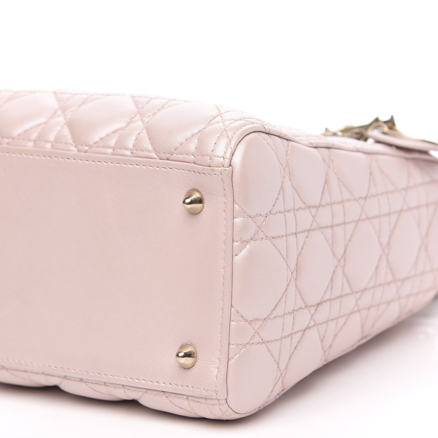 Christian Dior Pearly Lambskin Cannage Medium Lady Dior Lotus 9 of 14