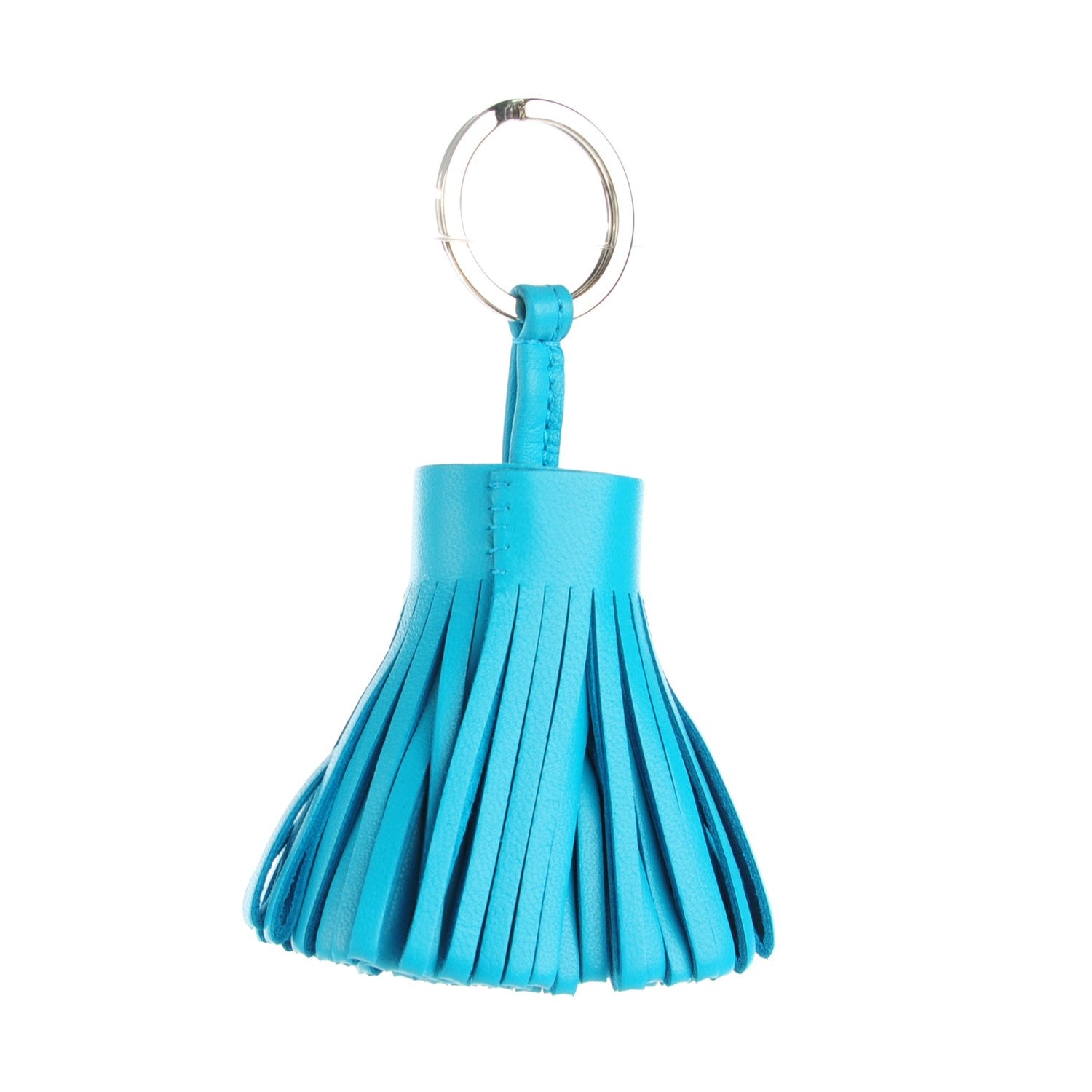 Hermes Lambskin Carmen Tassel Key Holder Bleu Azteque 3 of 5