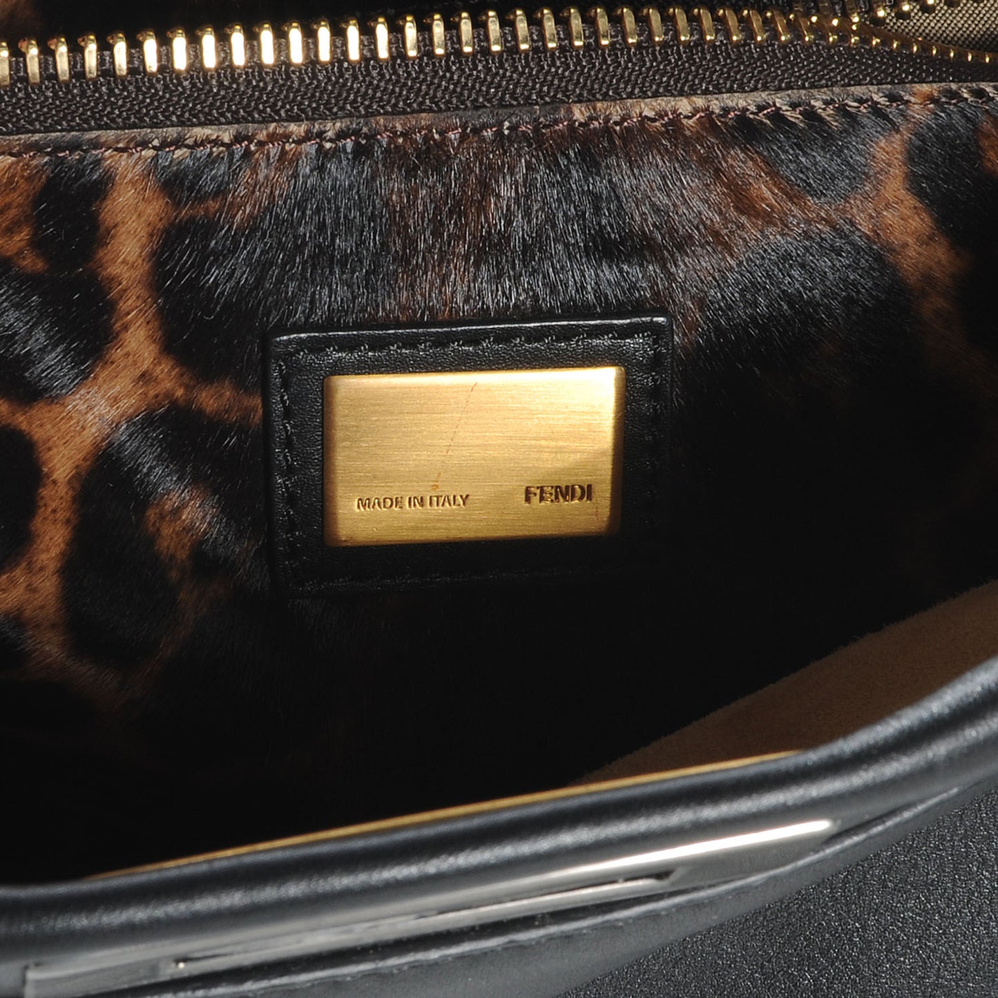 Calfskin Calf Hair Leopard Print Large Peekaboo Iconic Satchel Black