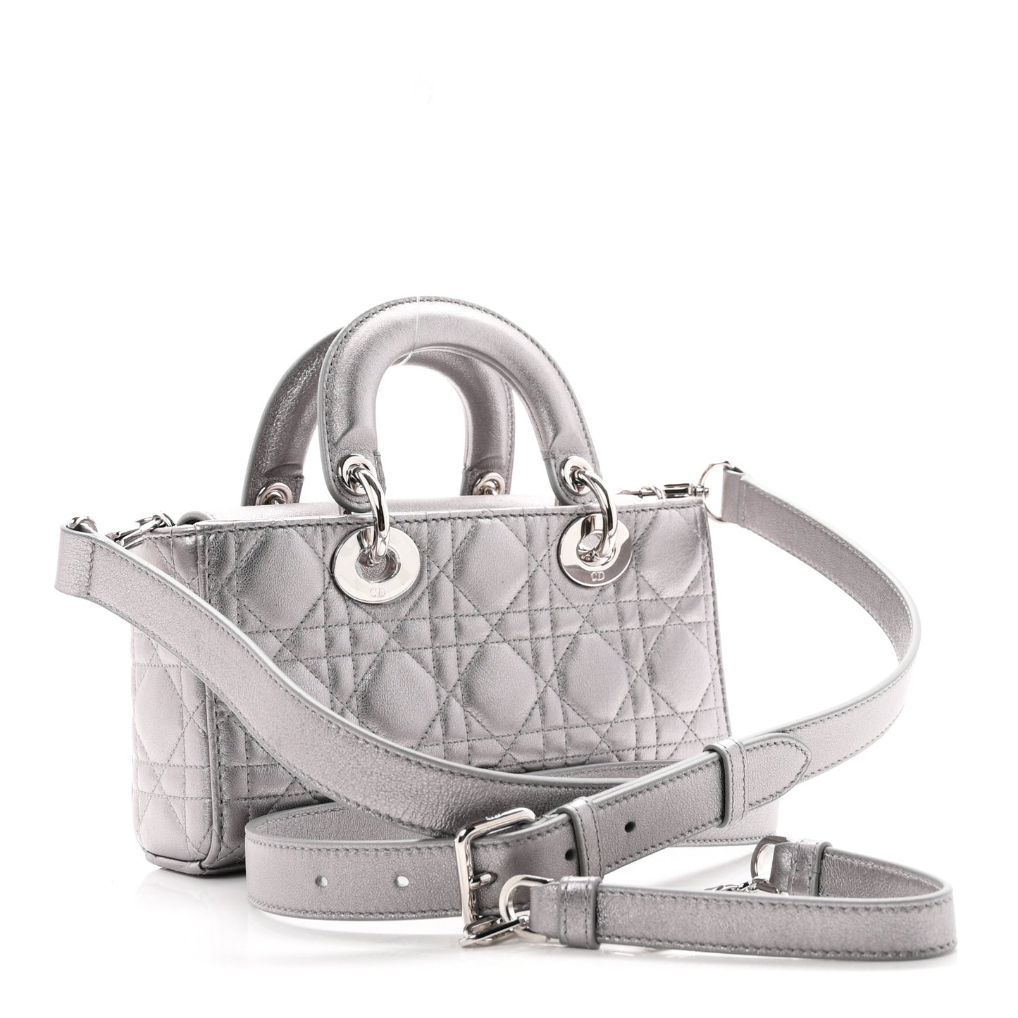 Metallic Lambskin Cannage Small Lady D-Joy