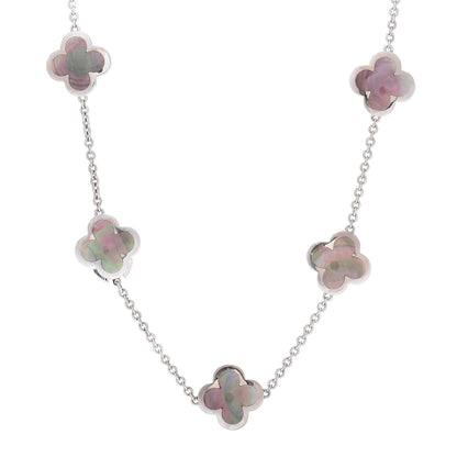Van Cleef & Arpels 18K White Gold Grey Mother of Pearl 9 Motifs Pure Alhambra Necklace 1 of 4