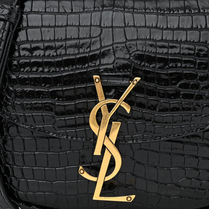 Saint Laurent Crocodile Embossed Calfskin Small Kaia Satchel Black 8 of 10