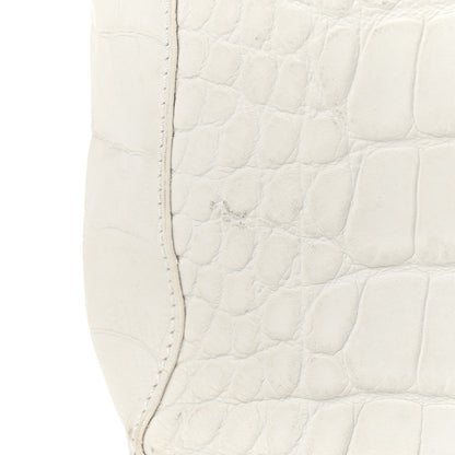 Alexander Wang Calfskin Crocodile Embossed Prisma Skeletal Tote White Silver Hardware 12 of 12