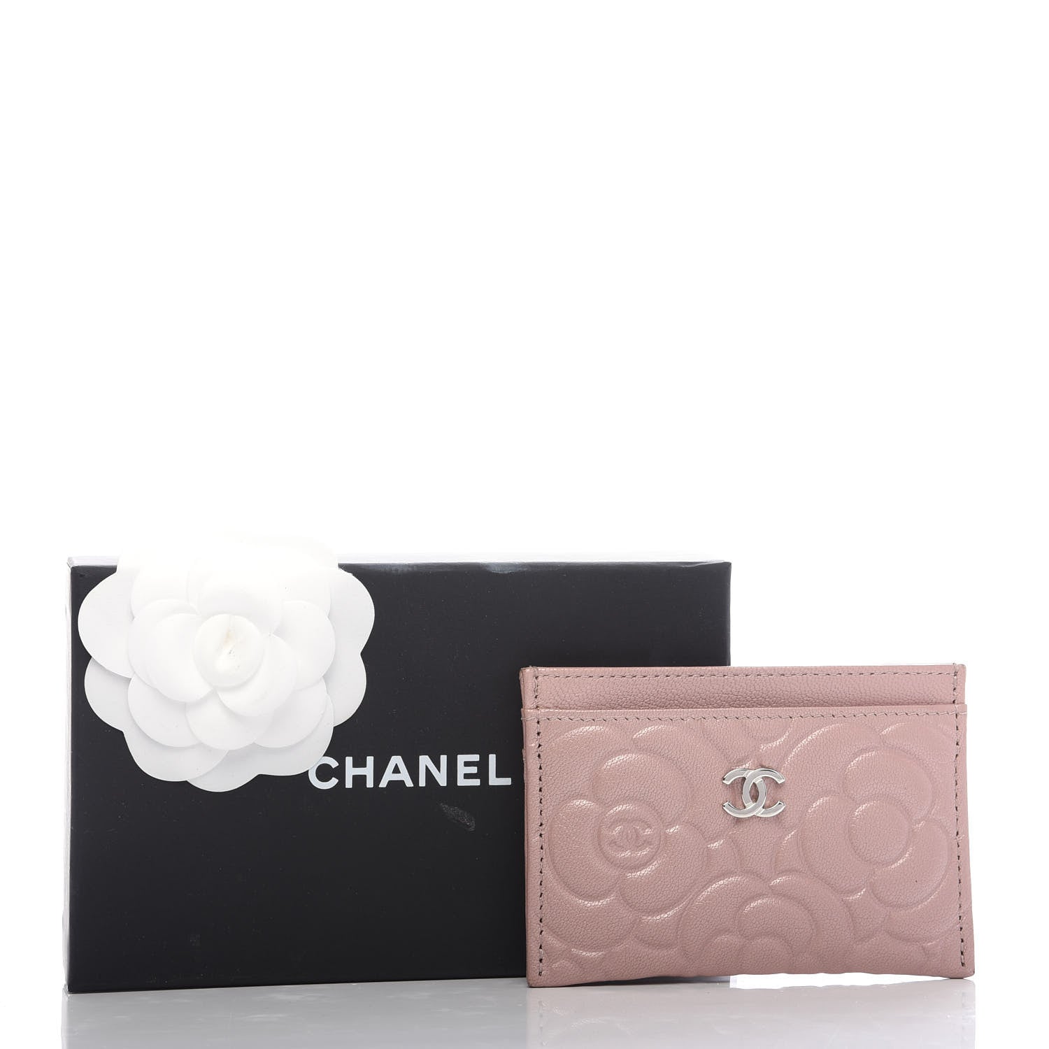 Chanel Goatskin Camellia Embossed Card Holder Light Pink 8 of 8