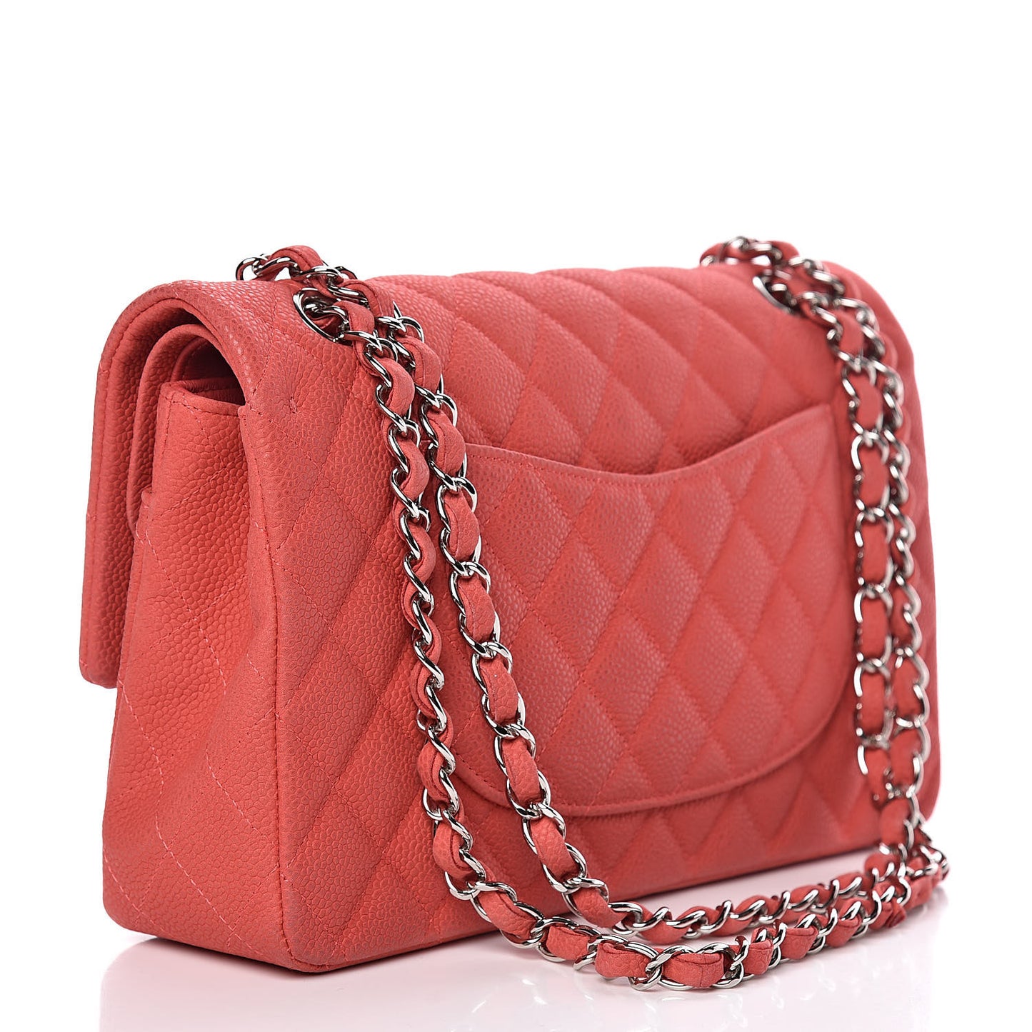 Iridescent Caviar Quilted Medium Double Flap Dark Pink