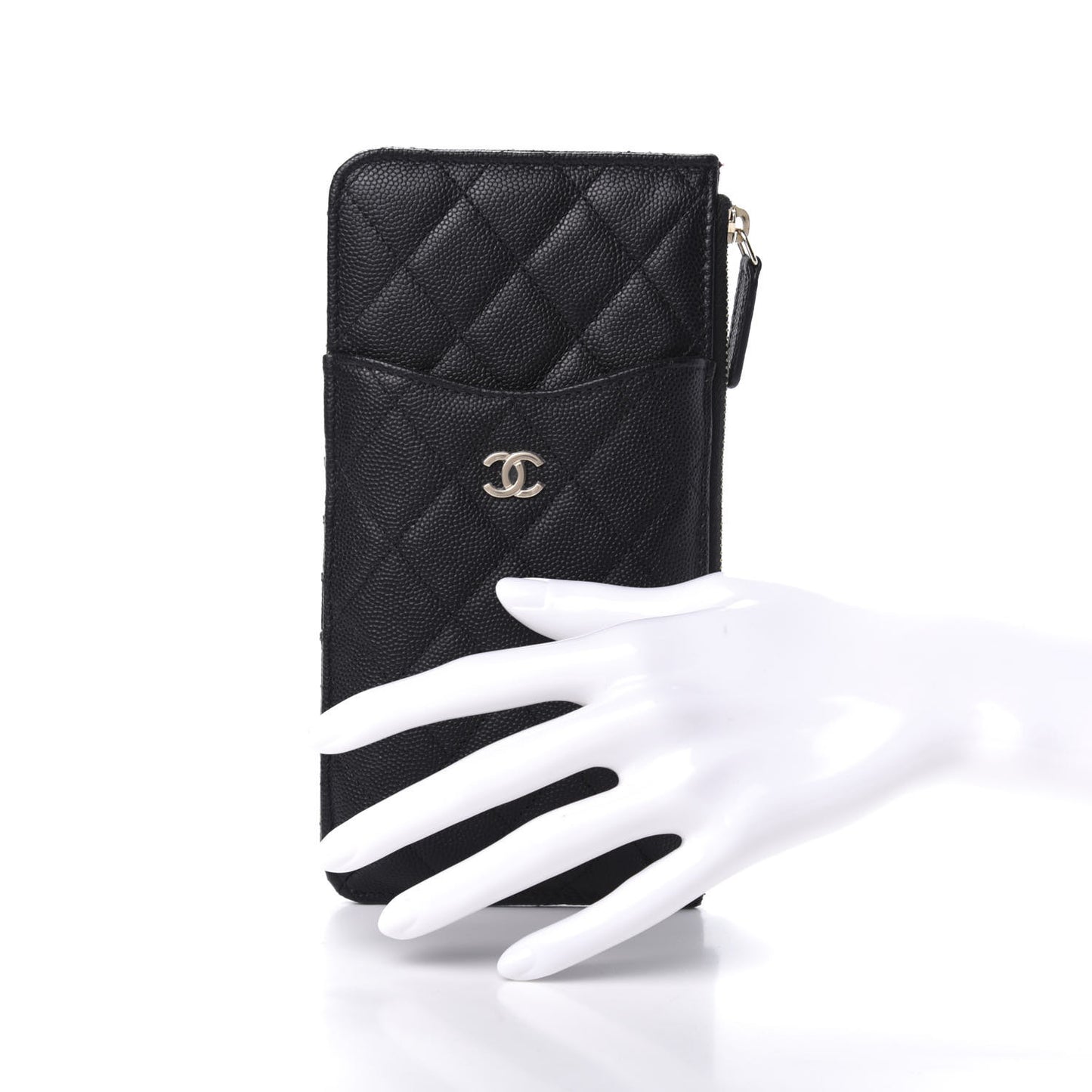 Caviar Quilted Classic Flat Wallet Pouch Black