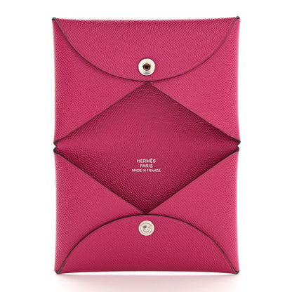 Hermes Epsom Calvi Card Case Rose Pourpre 5 of 11