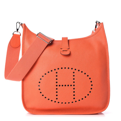 Hermes Taurillon Clemence Evelyne III GM Orange Poppy 1 of 9