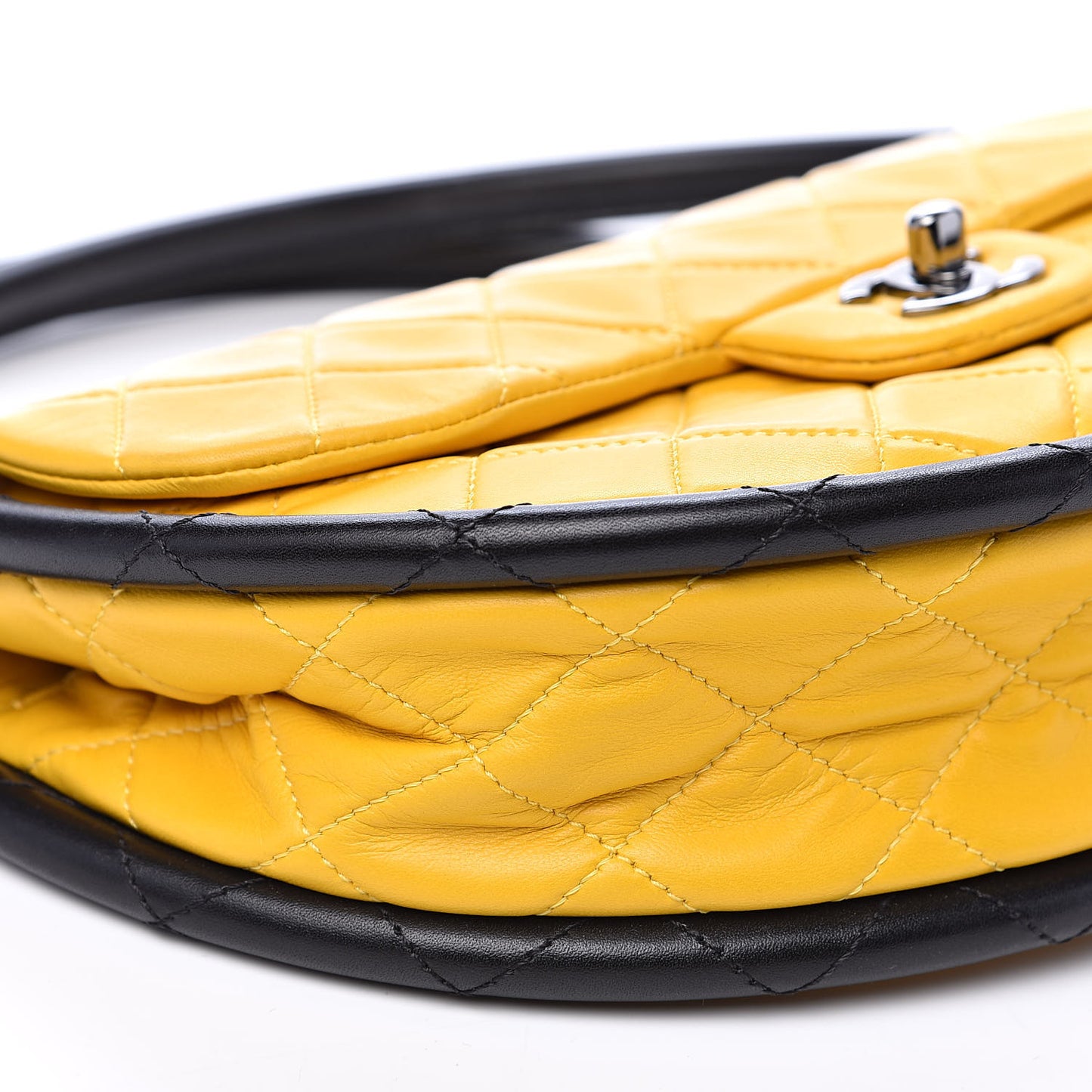 Quilted Lambskin Small Hula Hoop Flap Yellow
