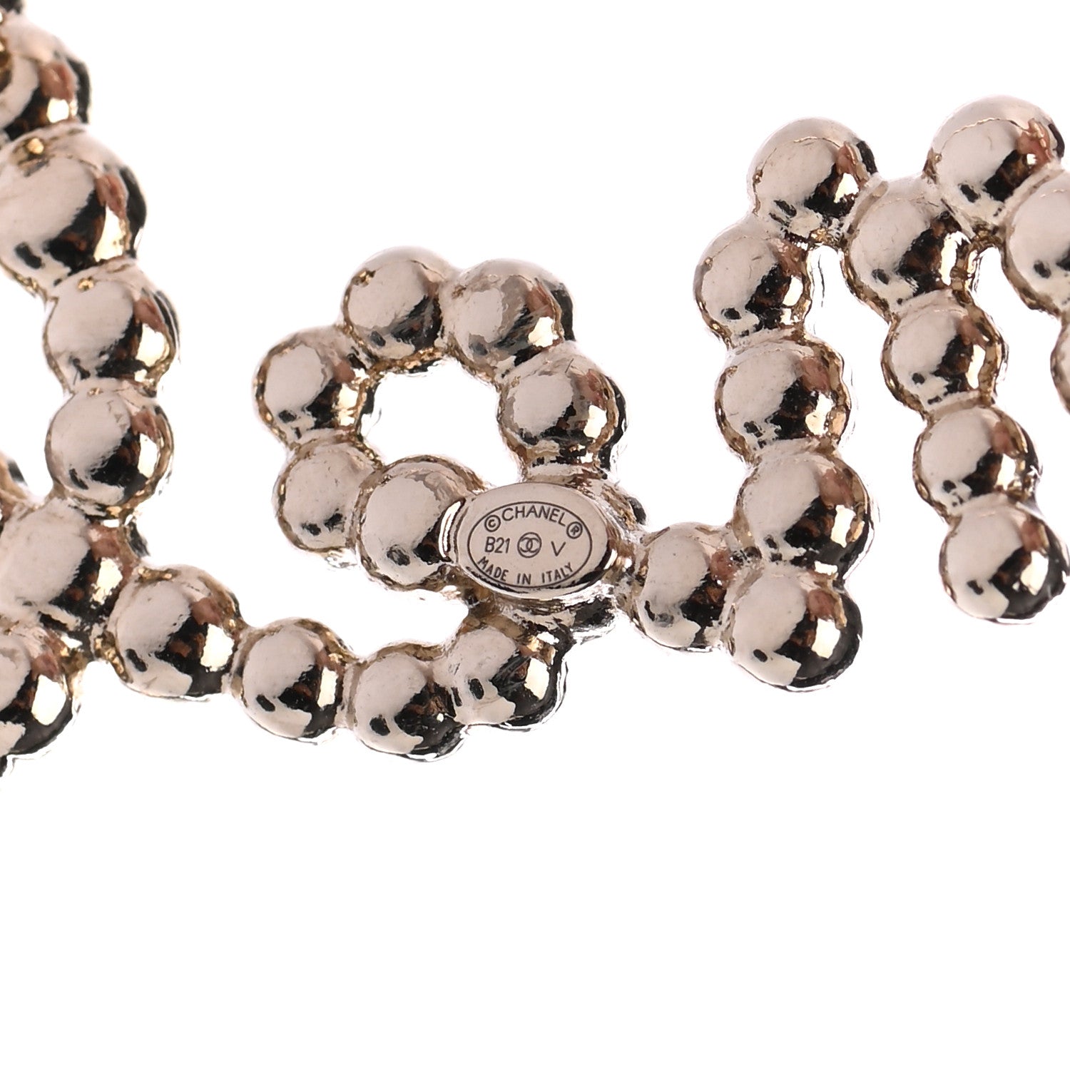 Chanel Metal Glass Swirling Pearls Brooch Pin Gold 4 of 4