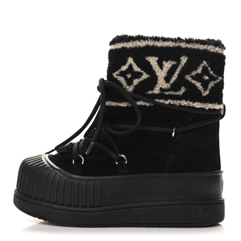 Suede Shearling Polar Flat Half Boots 40 Black