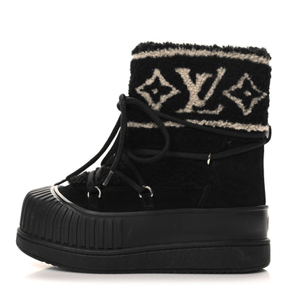 Louis Vuitton Suede Shearling Polar Flat Half Boots 40 Black 1 of 8