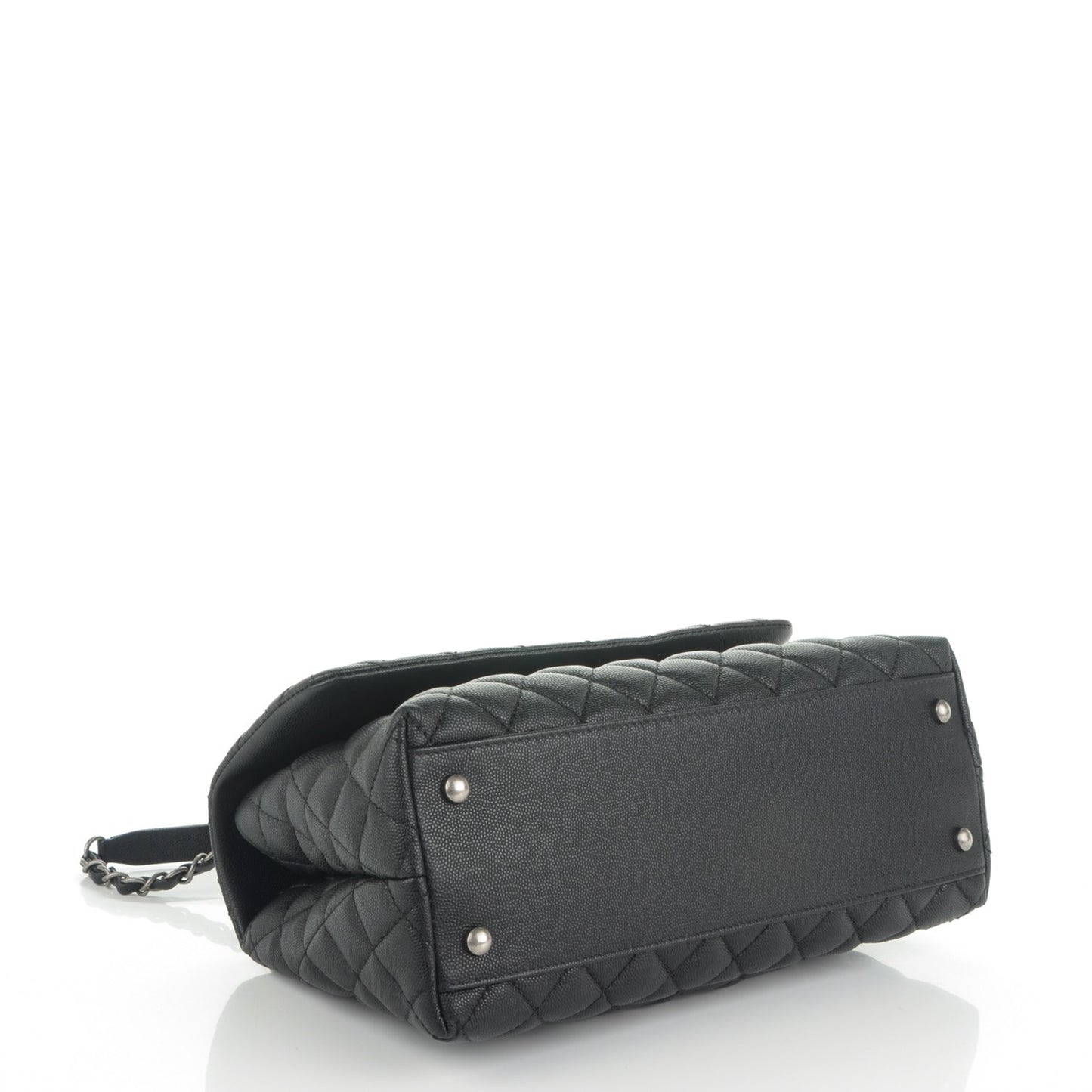 Caviar Lizard Quilted Small Coco Handle Flap Black