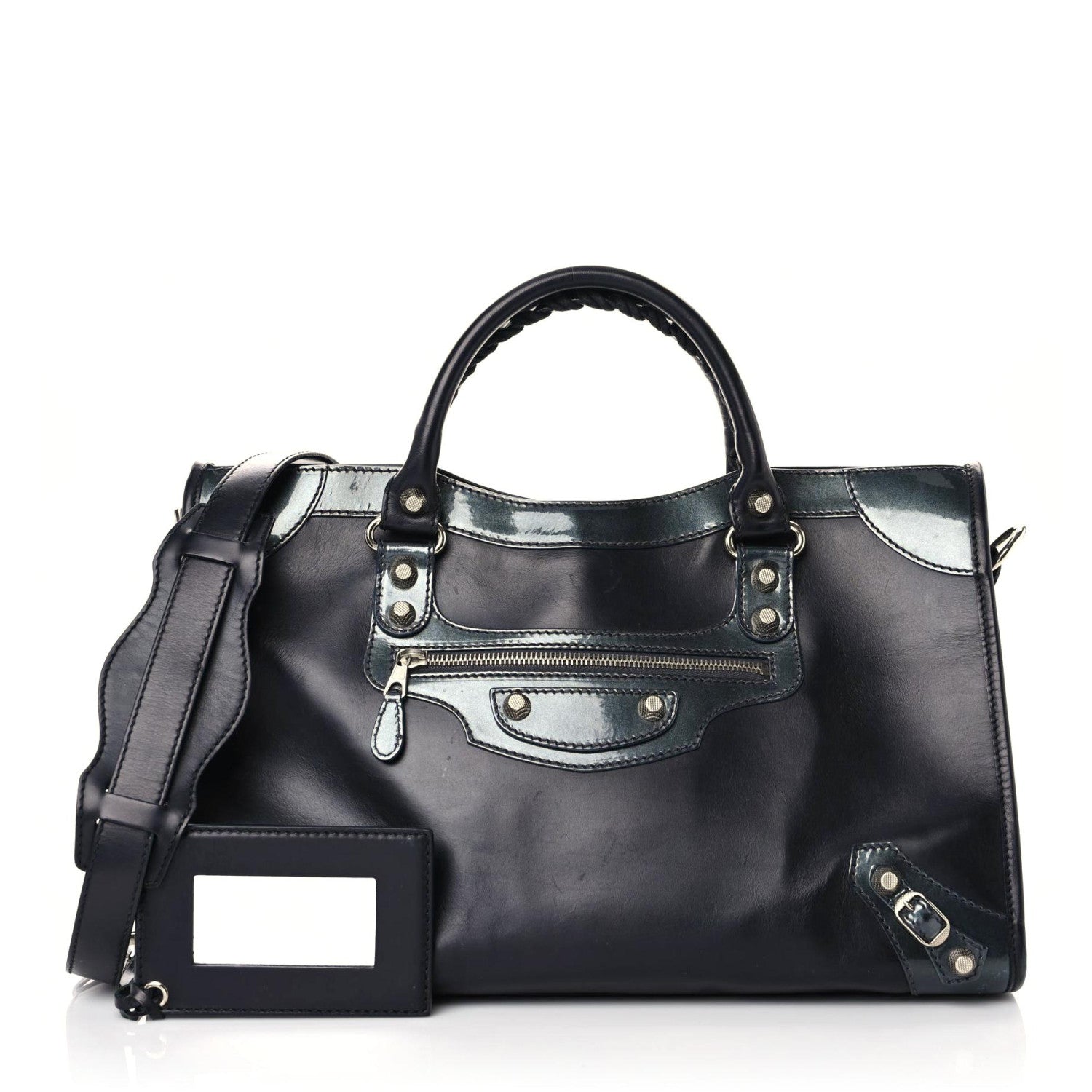 Balenciaga Smooth Calfskin Metallic Patent Giant 12 Silver Hardware City Black Gris 1 of 22