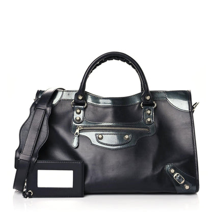 Balenciaga Smooth Calfskin Metallic Patent Giant 12 Silver Hardware City Black Gris 1 of 22