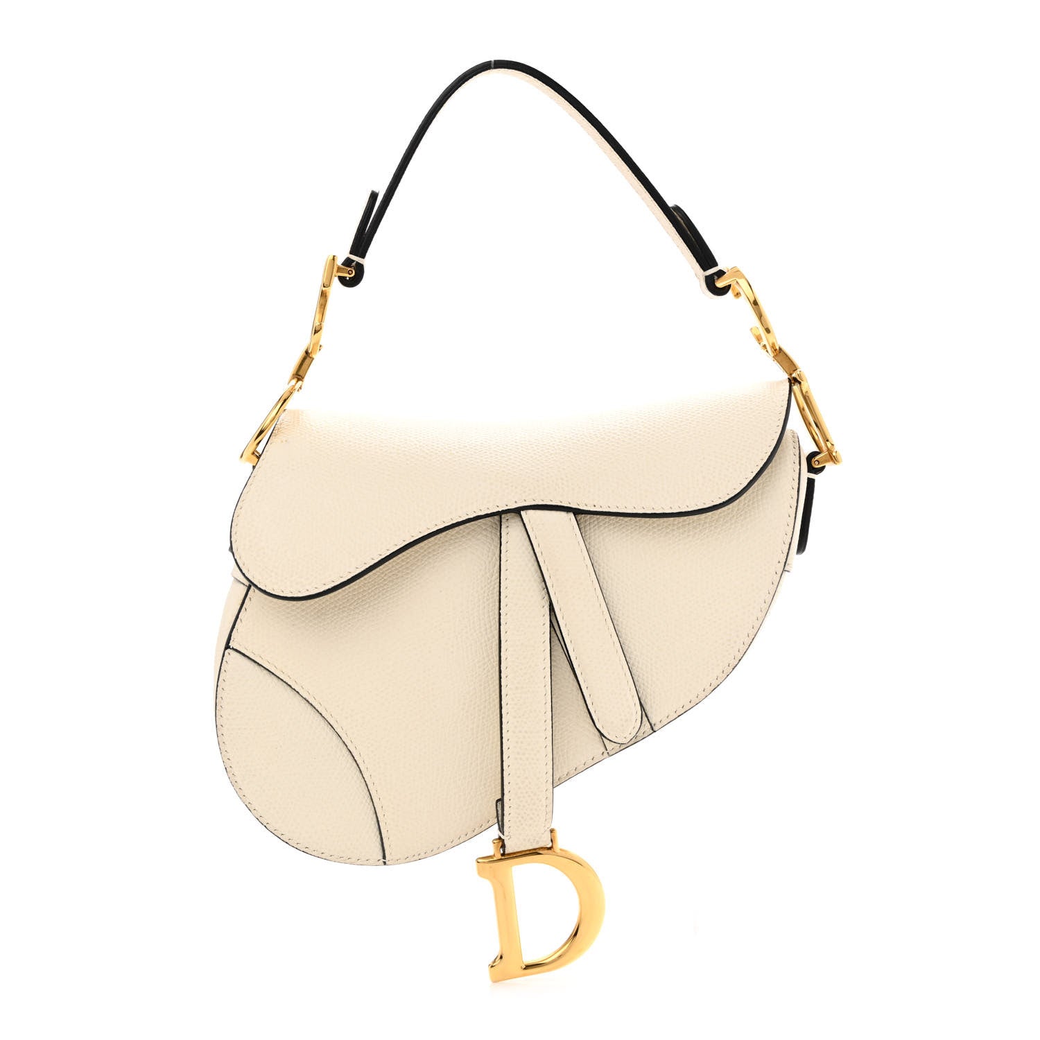 Christian Dior Grained Calfskin Mini Saddle Bag White 1 of 10