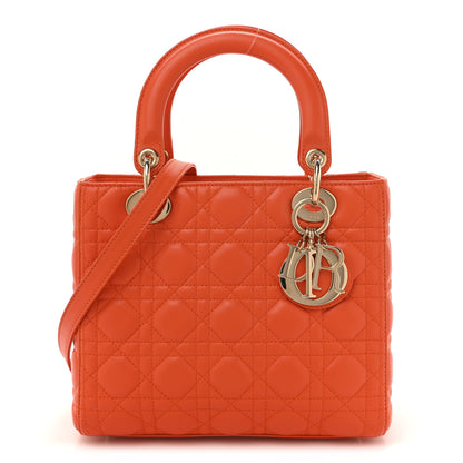Christian Dior Lambskin Cannage Medium Lady Dior Orange 1 of 12