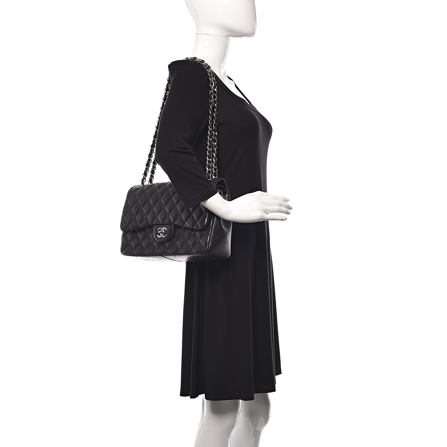 Chanel Lambskin Quilted Jumbo Double Flap Black 2 of 26